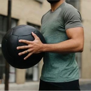 Zyia Active green crew stripe ombré performance athletic short sleeve tee